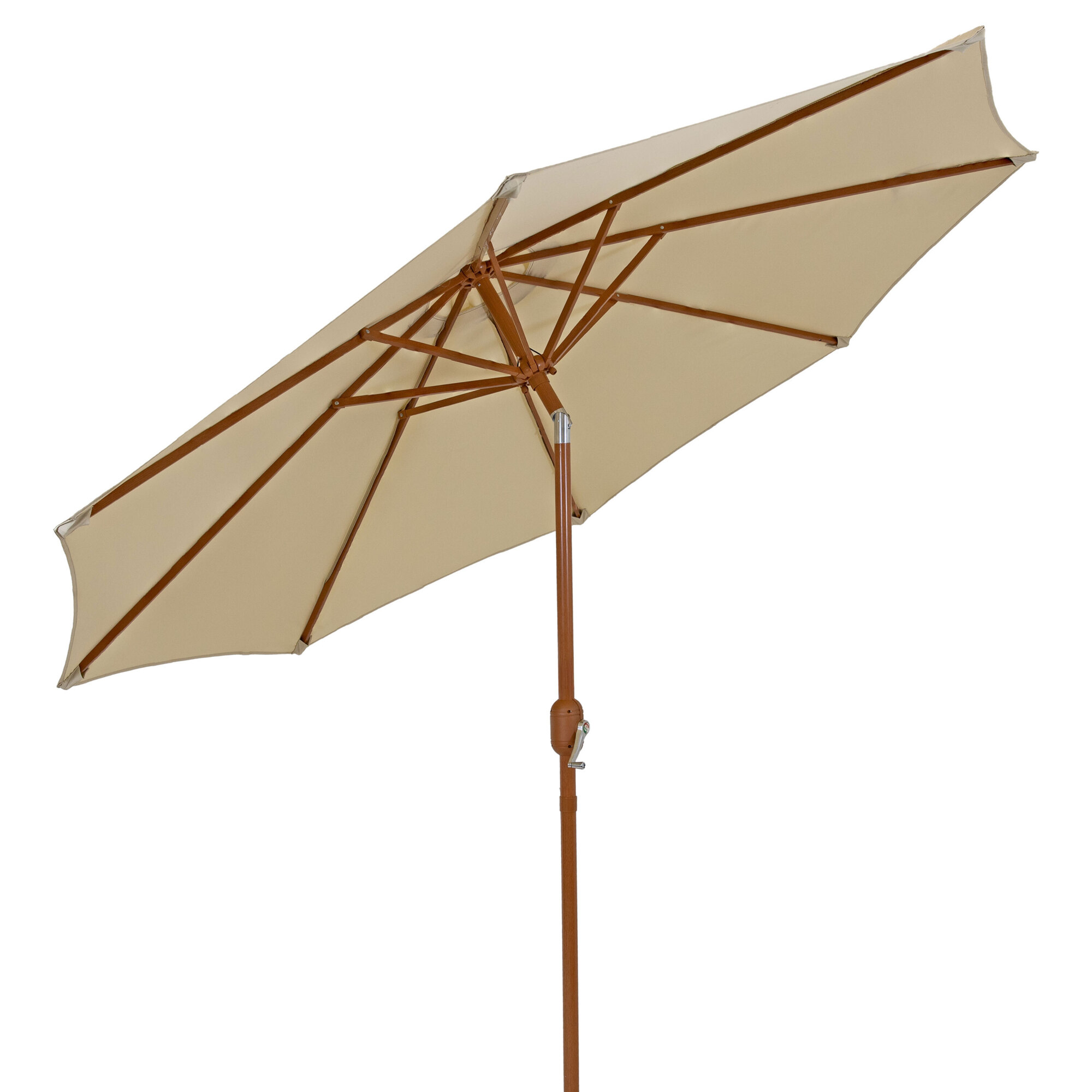 Sunnydaze Decor Outdoor Patio Umbrella — 8.5ft., Tilt, Crank, Vent, Faux Woodgrain Finish, Beige, Model# JLP-1441